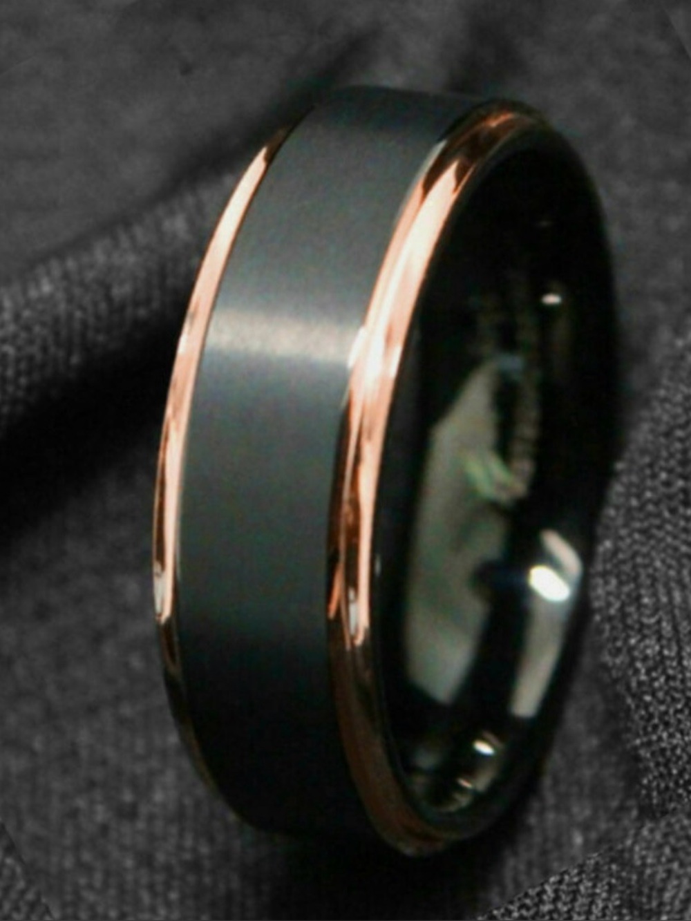 Matte Black Ring with Rose Gold Edges